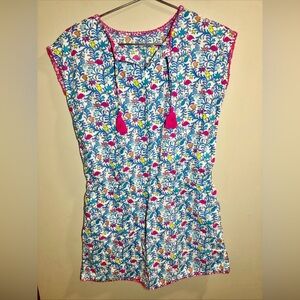 Vineyard Vines Girls Swim Cover Up Blue Pink Flamingo Size Large 14
